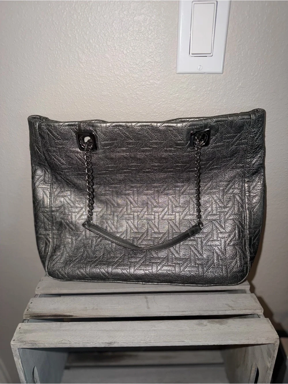 kate spade Metallic Silver Quilted Tote Bag